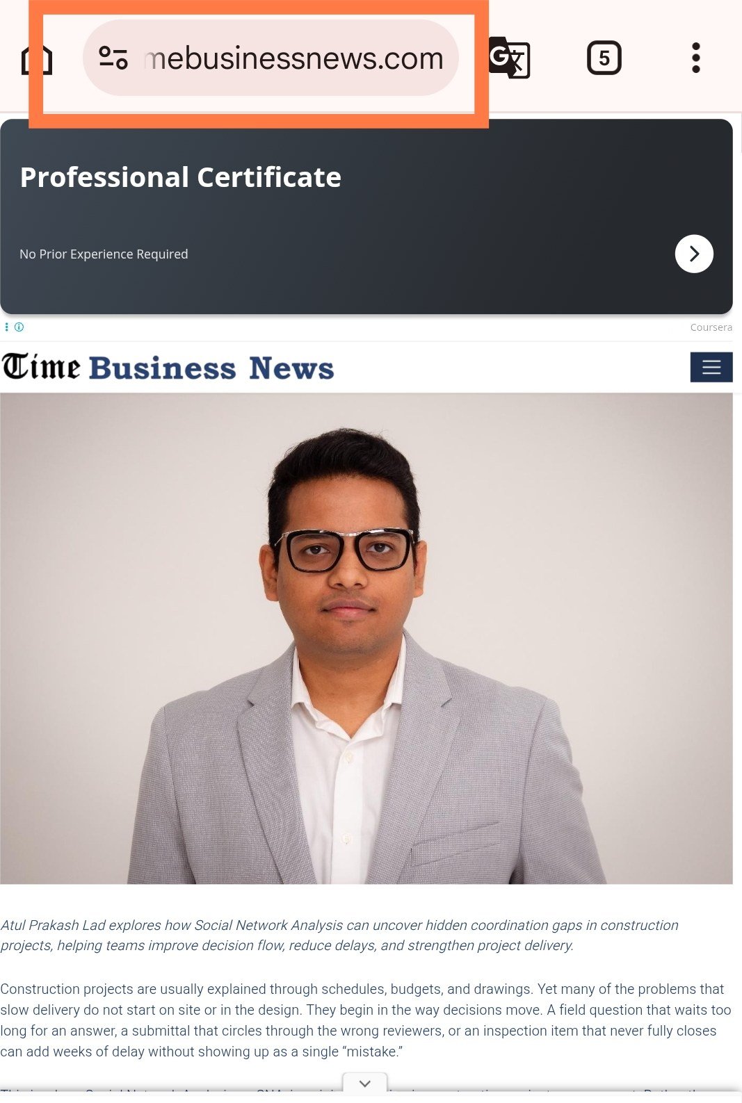 Published feature on Time Business News